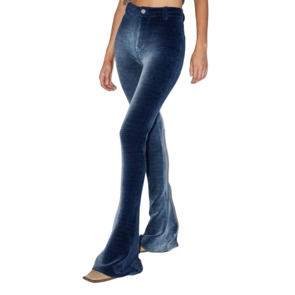 High-Rise Wide Leg Corduroy Pants in Navy